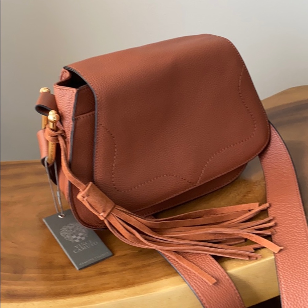 Vince Camuto leather crossbody flap closure